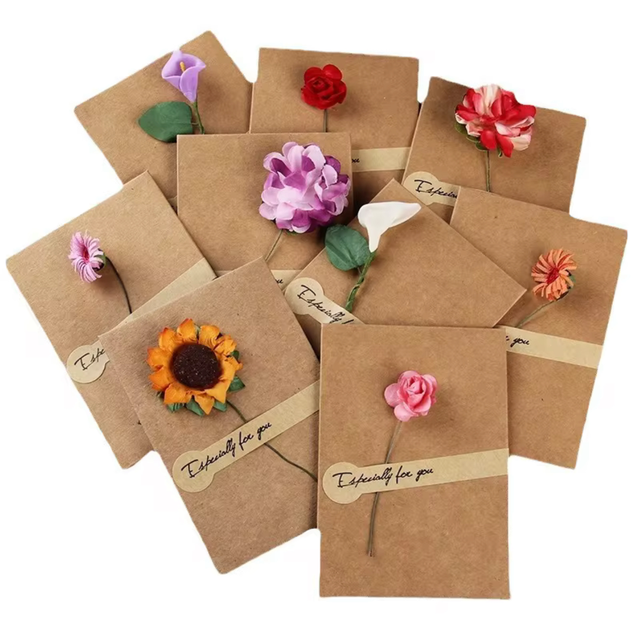 Retro Style Dried Flower Invitations (set of 100)