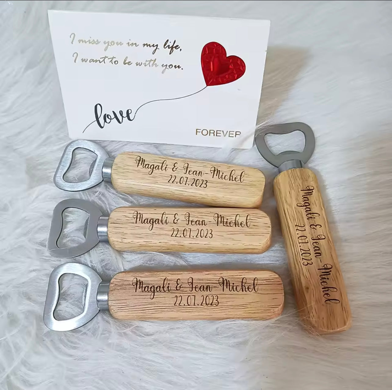Personalized Engraved Wooden Bottle Openers (30pcs)