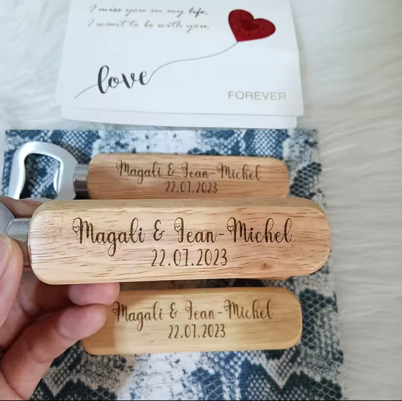Personalized Engraved Wooden Bottle Openers (30pcs)