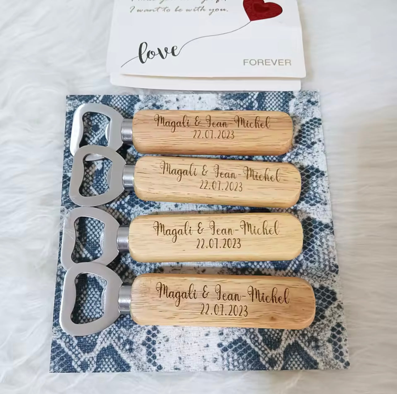 Personalized Engraved Wooden Bottle Openers (30pcs)