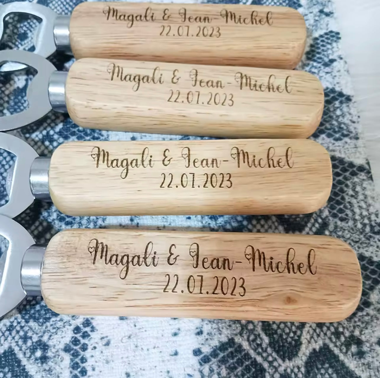 Personalized Engraved Wooden Bottle Openers (30pcs)
