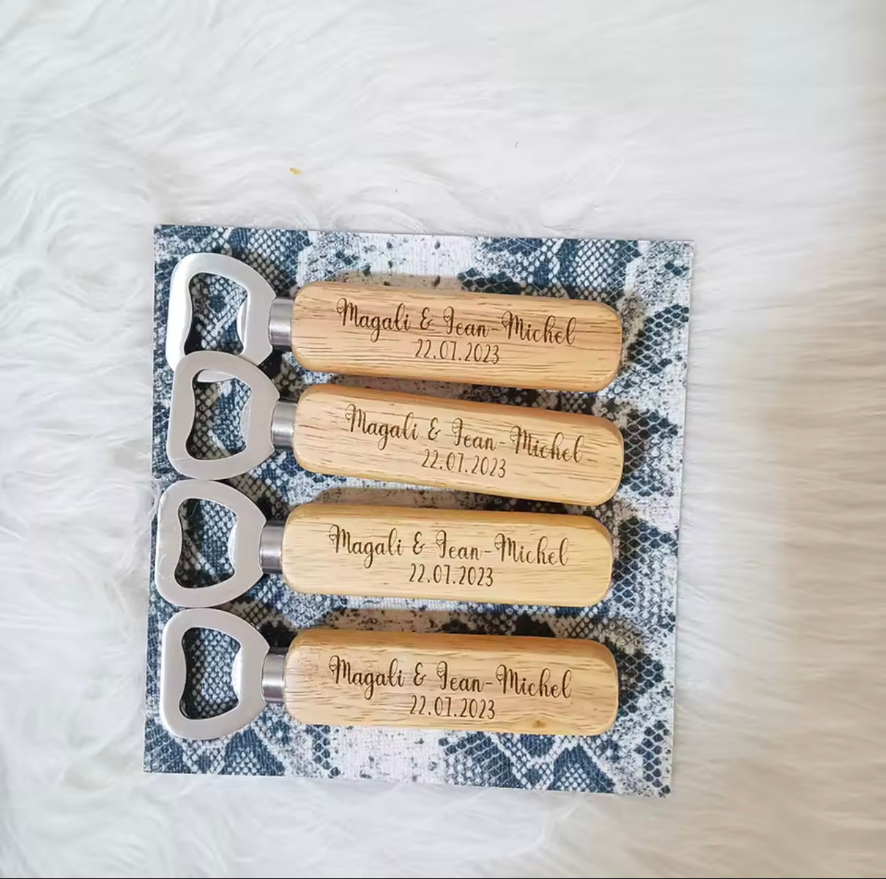 Personalized Engraved Wooden Bottle Openers (30pcs)