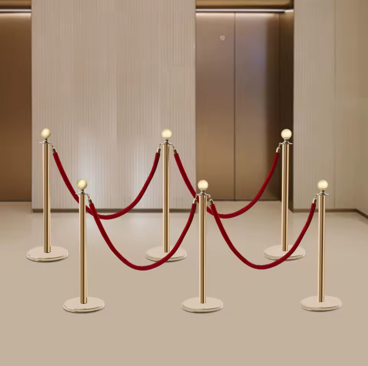 Crowd Control Stanchion Posts with Red Velvet Rope