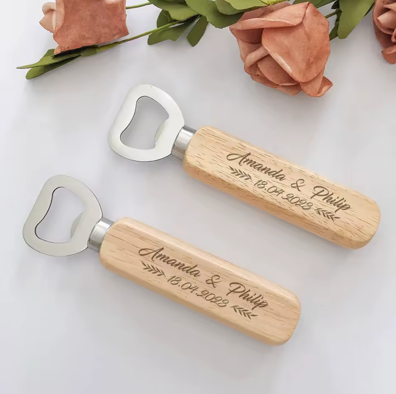 Personalized Engraved Wooden Bottle Openers (30pcs)