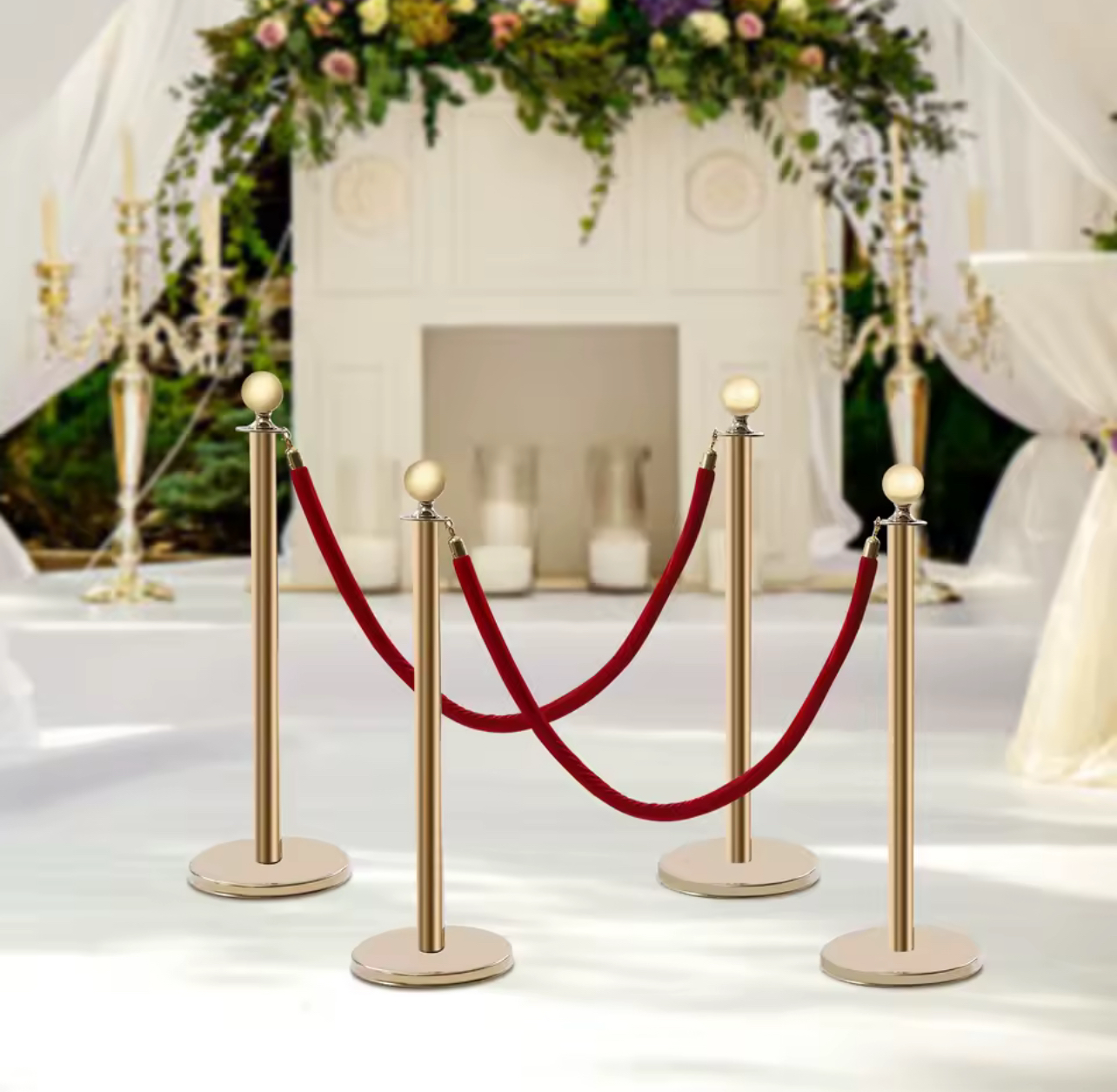 Crowd Control Stanchion Posts with Red Velvet Rope