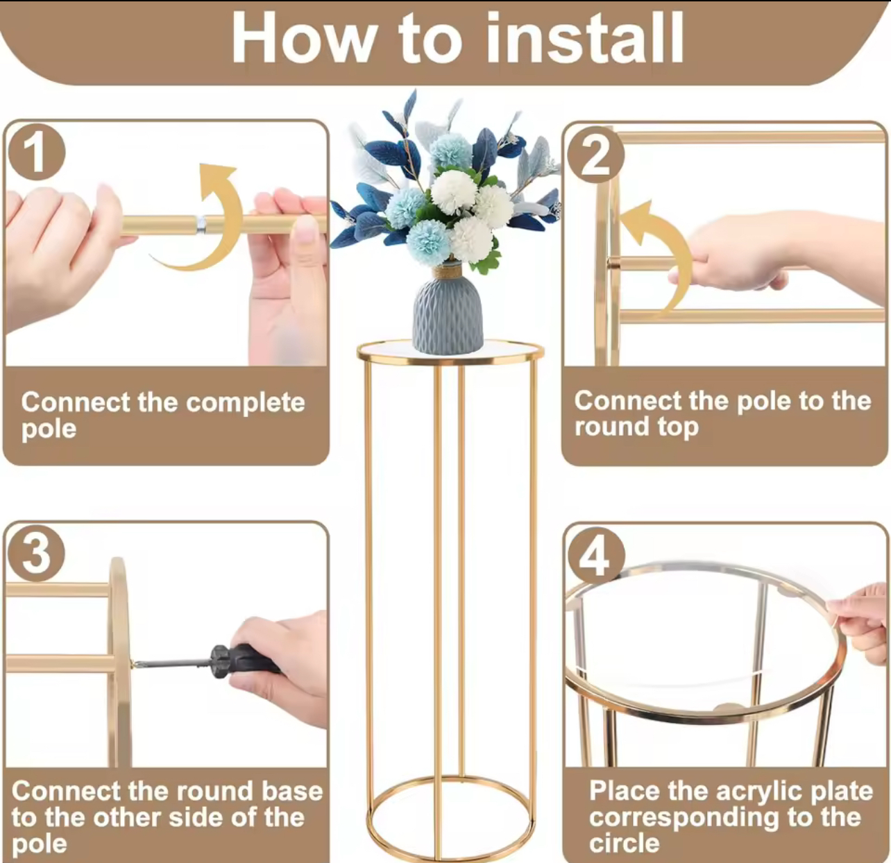 Gold Cylinder Stands (set of 3)