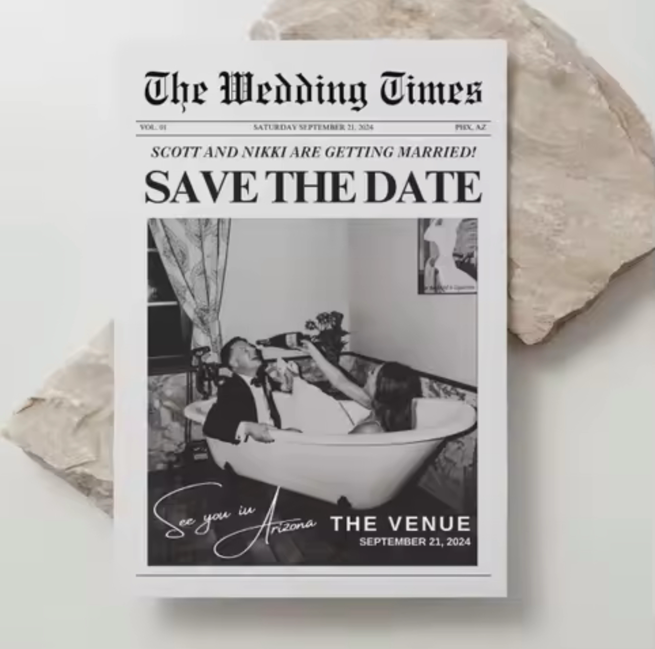 Save The Date - Newspaper Cards (set of 100)