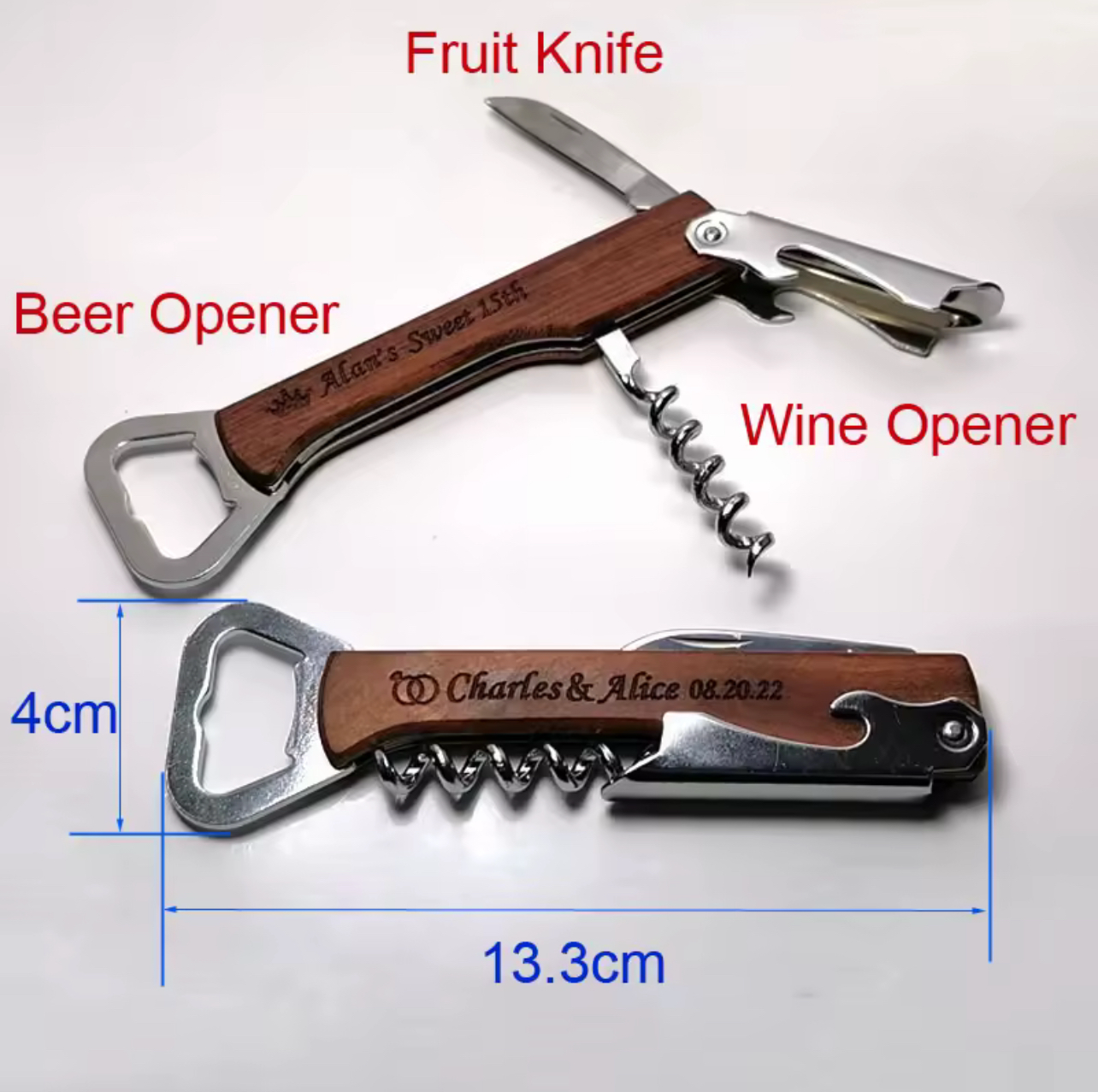 Personalized Wine Corkscrew & Beer Bottle Opener