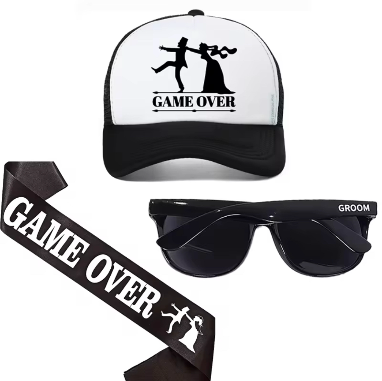 Groom Hat, Sash and Glasses