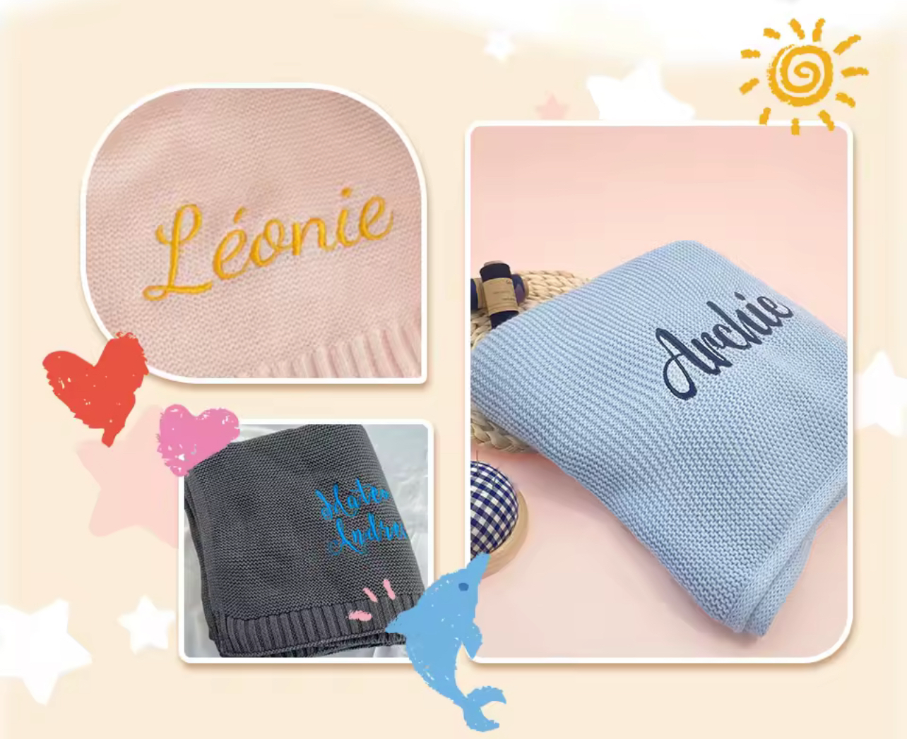 Personalized Newborn Knitted Blanket