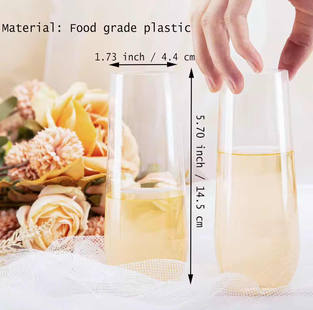 Personalized Stemless Plastic Champagne Flute