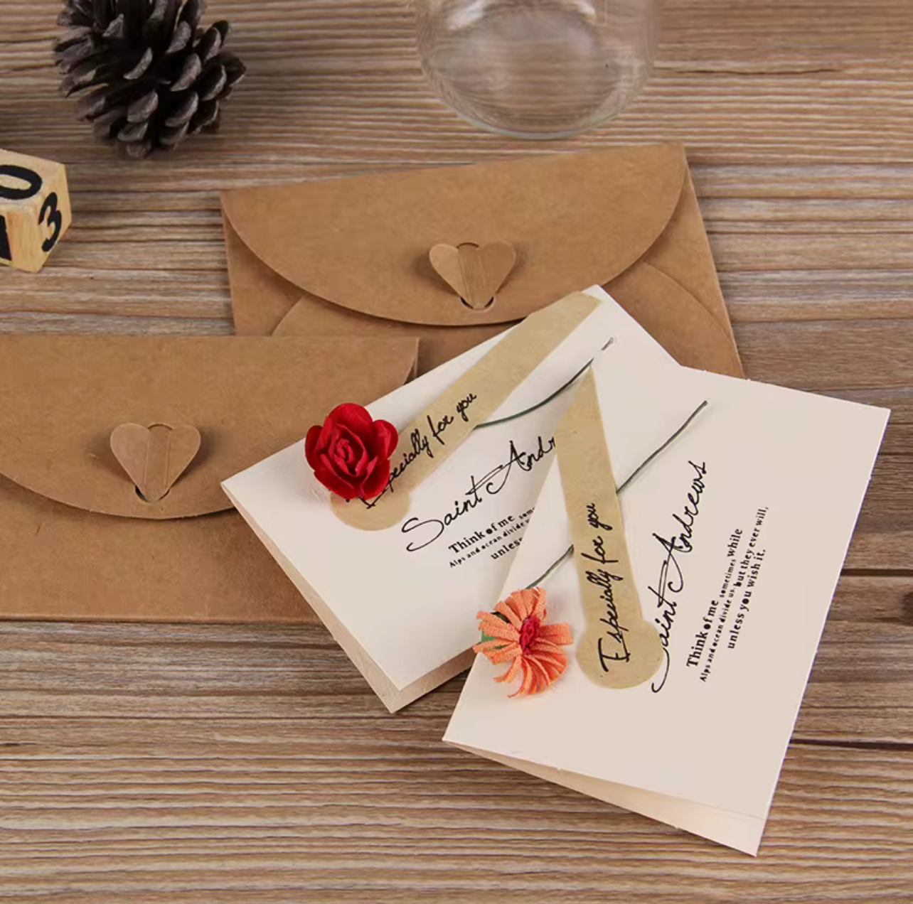 Retro Style Dried Flower Invitations (set of 100)