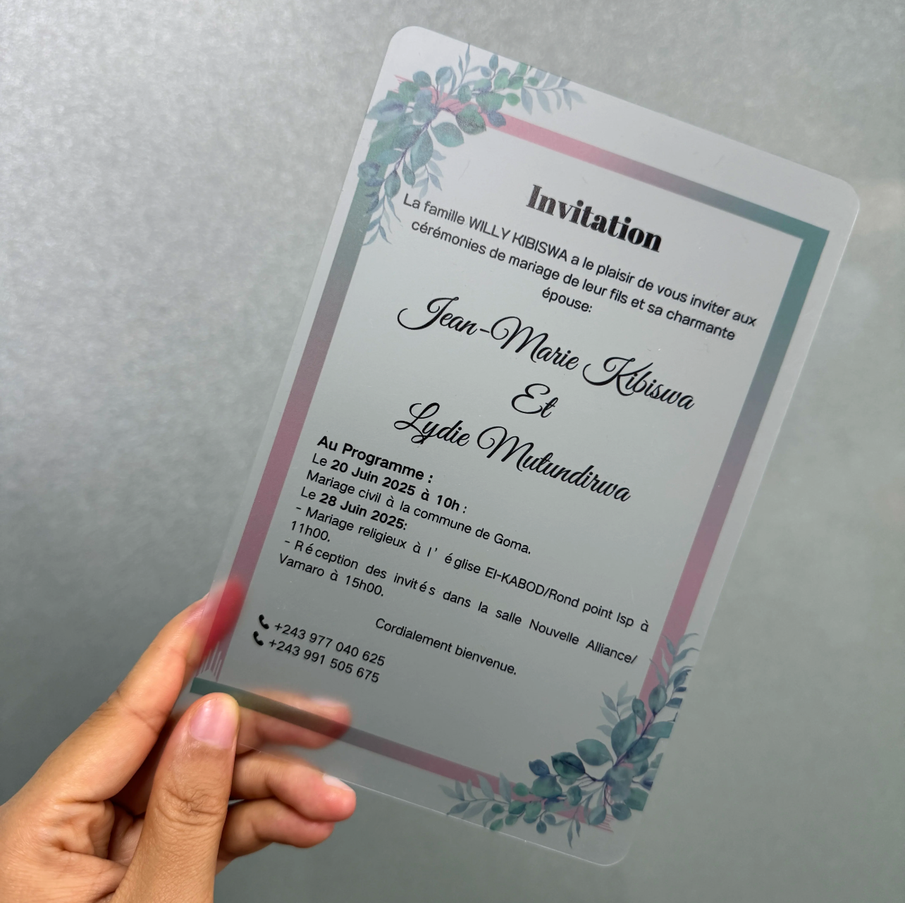 Transparent PVC Invitation Cards (set of 100)