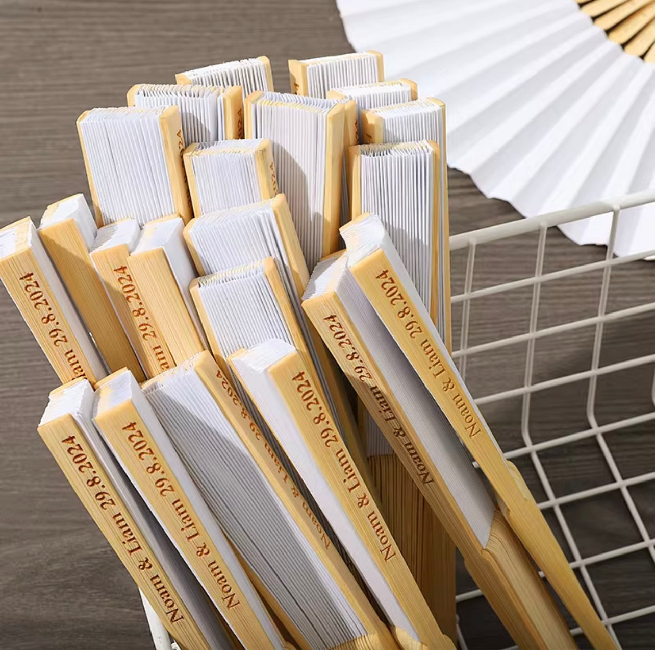 Personalized Engraved Folding Silk Hand Fans (set of 100)