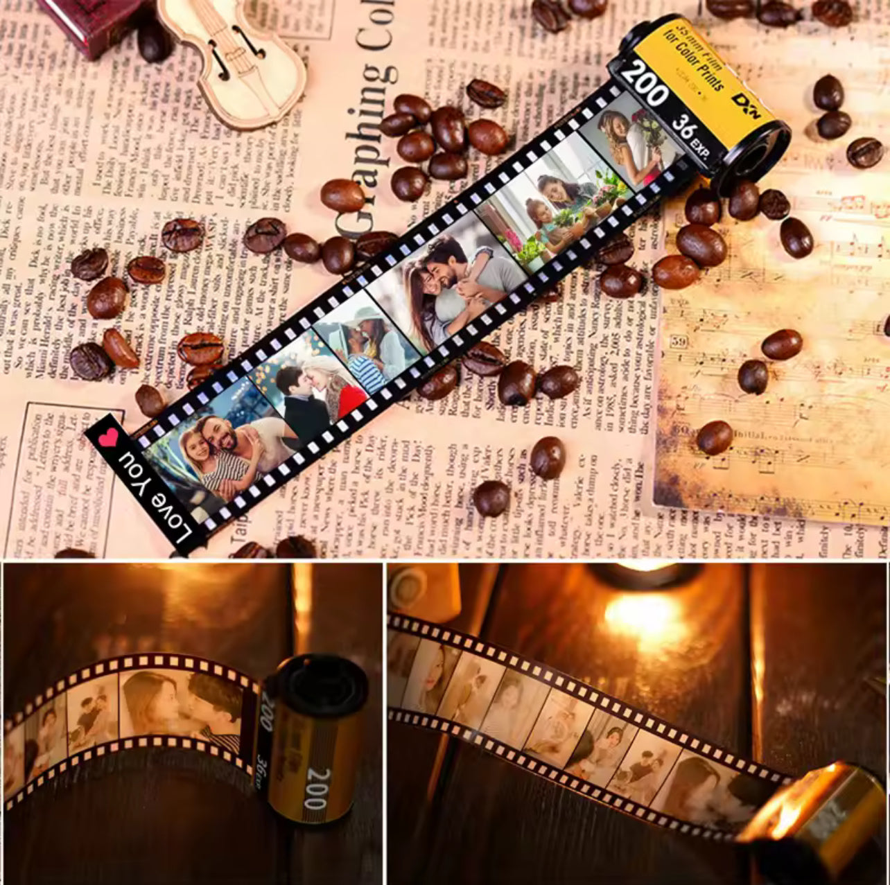 Personalized Pictures Film Roll (Up To 15 Photos)
