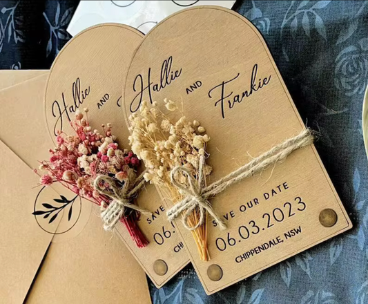 Save The Date - Wooden Magnets & Dried Flowers (set of 100)