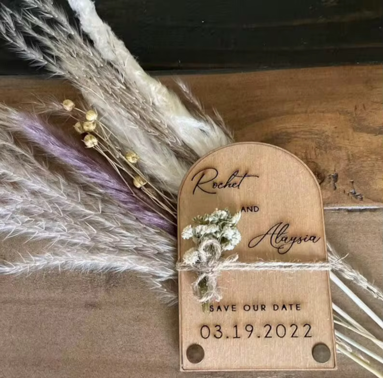 Save The Date - Wooden Magnets & Dried Flowers (set of 100)
