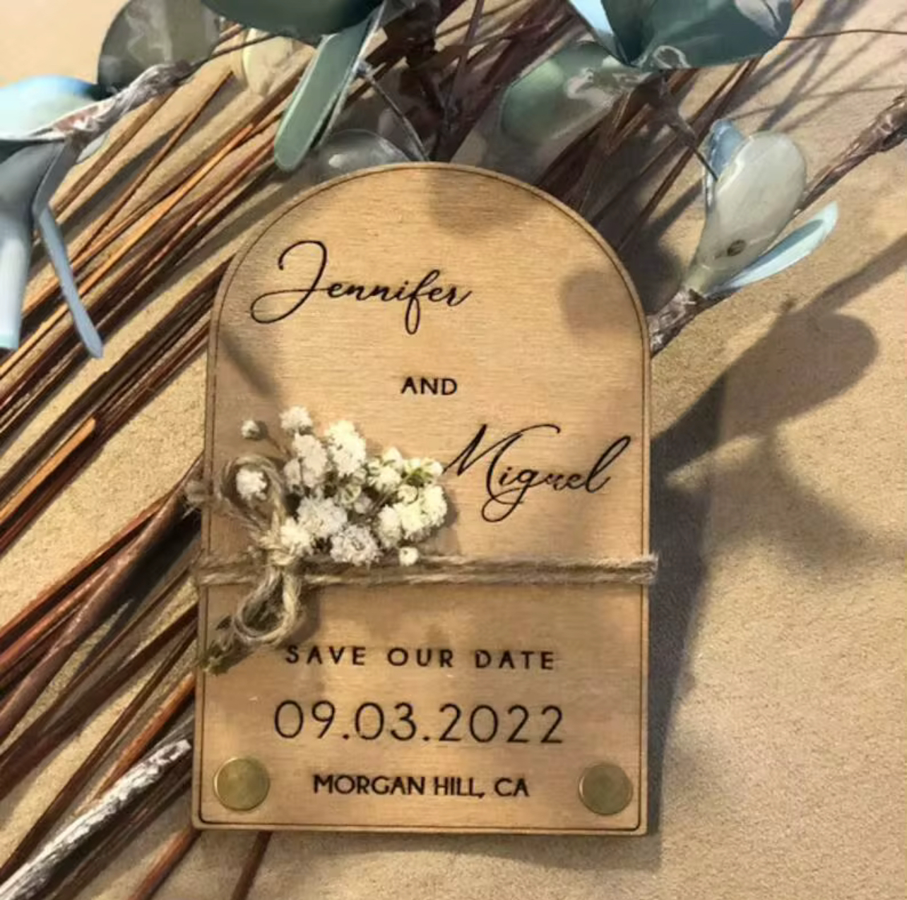Save The Date - Wooden Magnets & Dried Flowers (set of 100)
