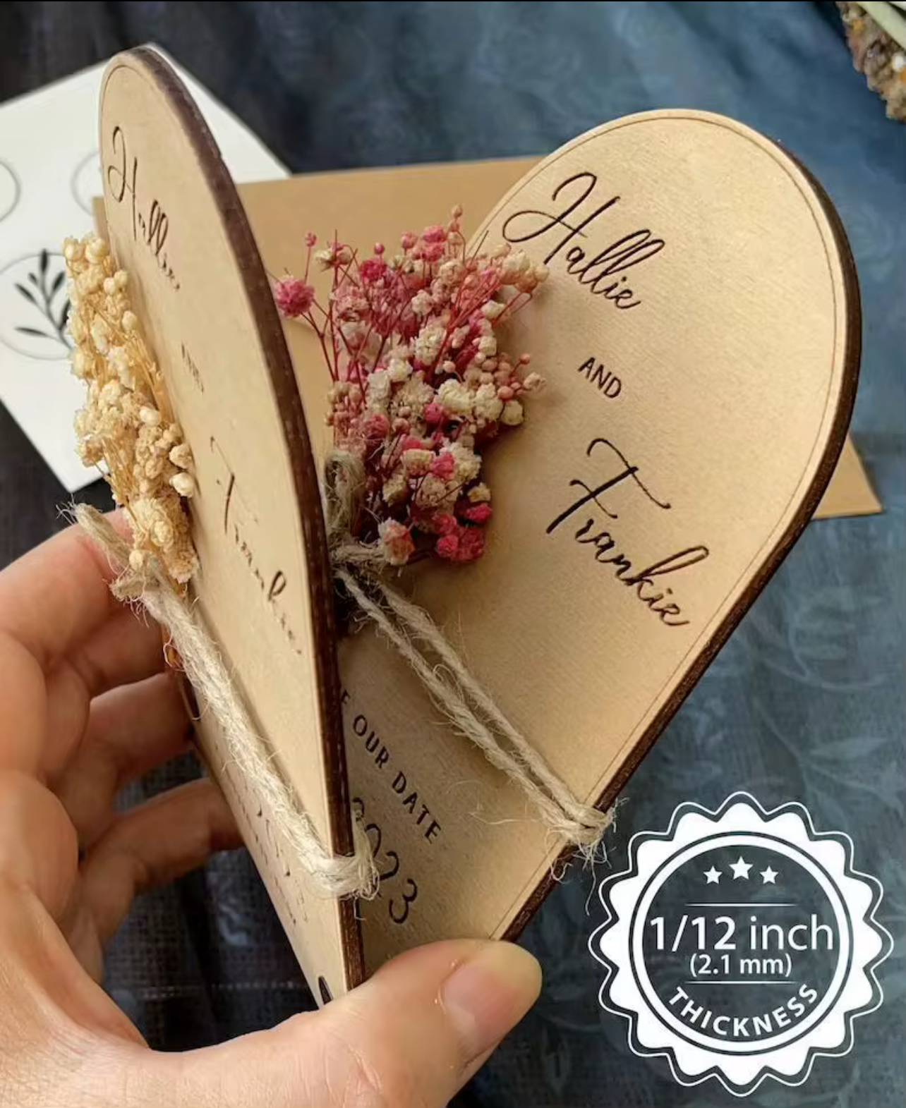 Save The Date - Wooden Magnets & Dried Flowers (set of 100)