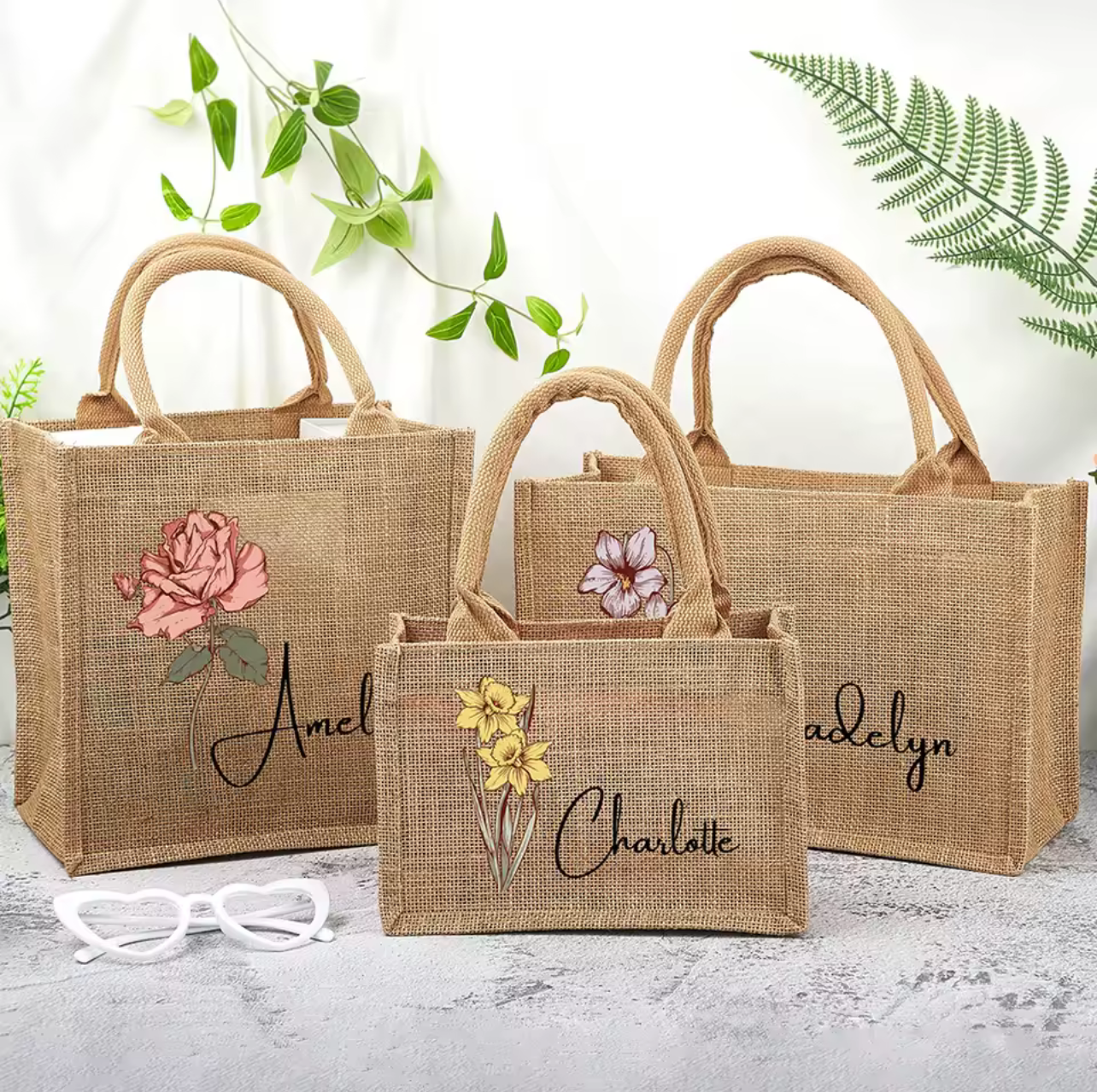 Personalized Burlap Tote Bag