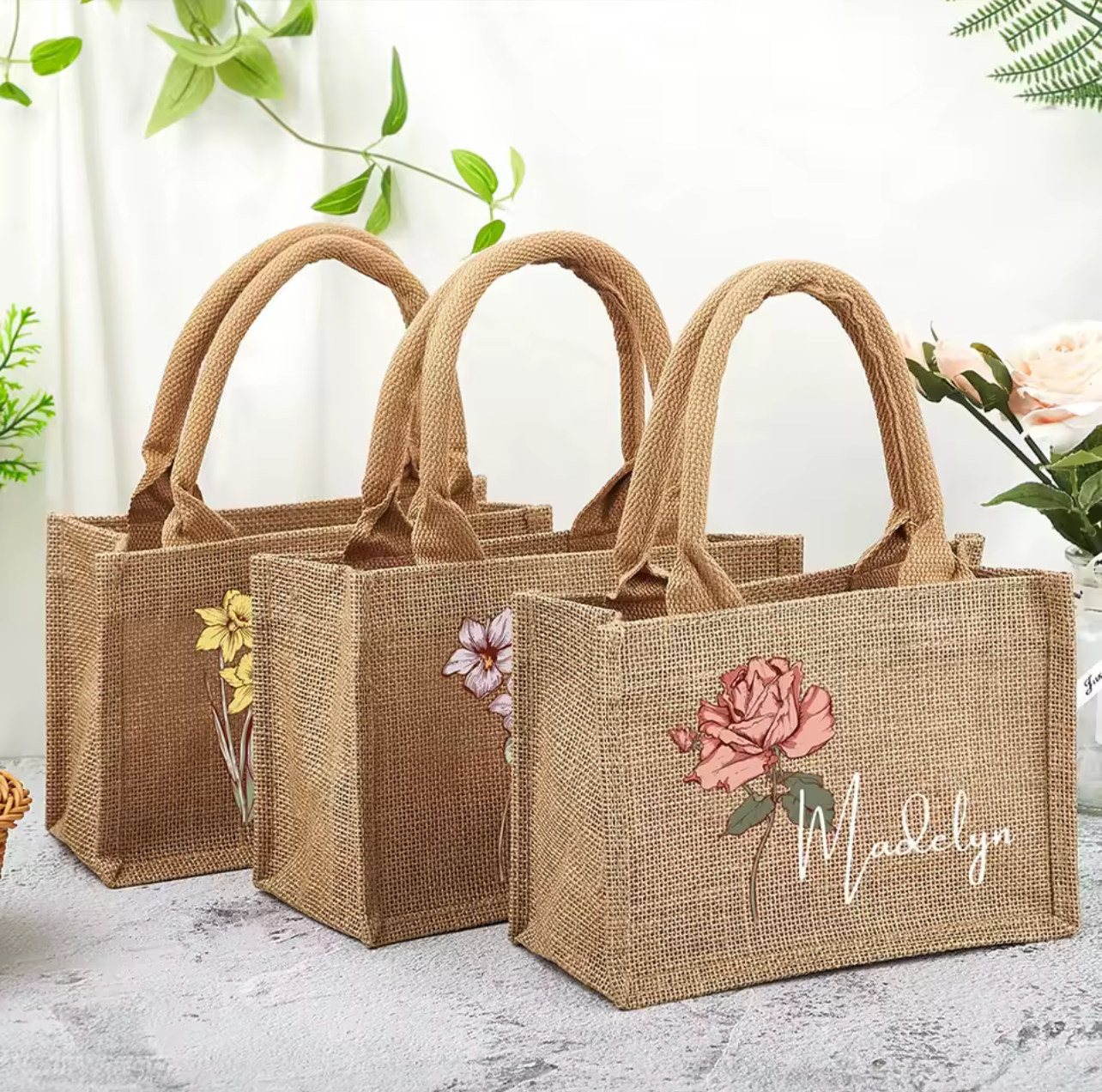 Personalized Burlap Tote Bag