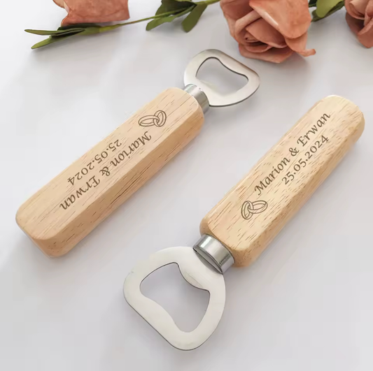 Personalized Engraved Wooden Bottle Openers (30pcs)