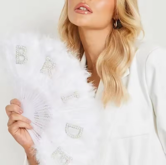 Bride To Be Pearl Feather Fan