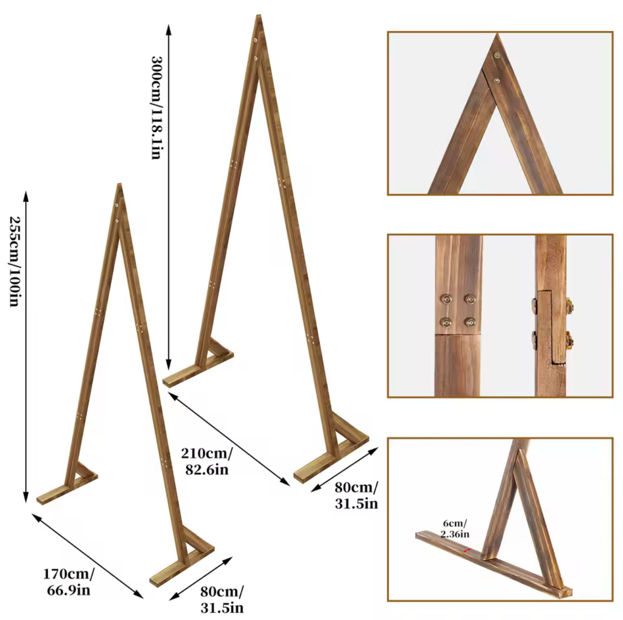 Triangle Wooden Frame Stands (set of 2)