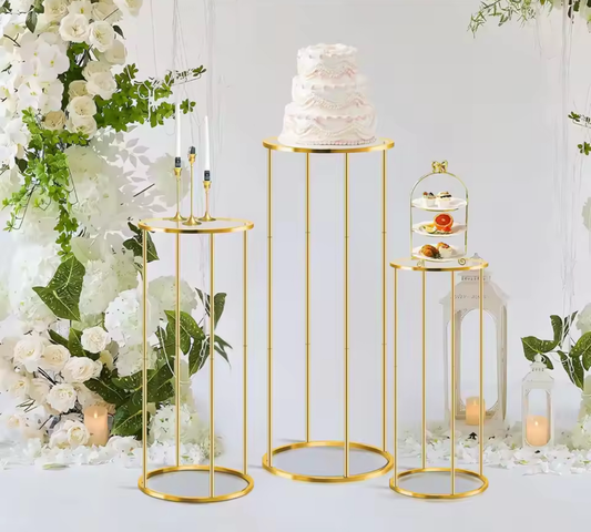 Gold Cylinder Stands (set of 3)