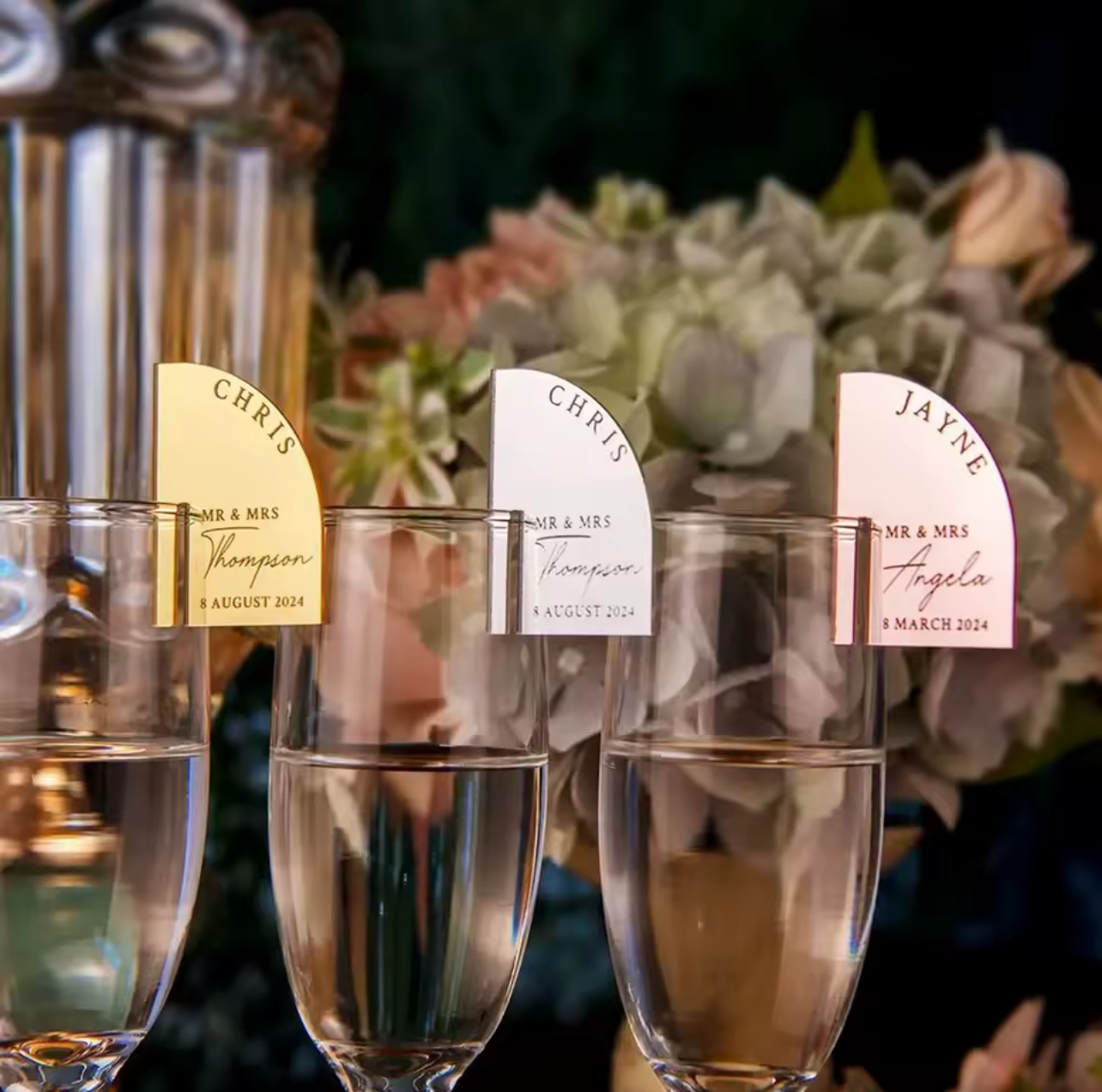 Personalized Mirror Acrylic Drink Labels (30pcs)