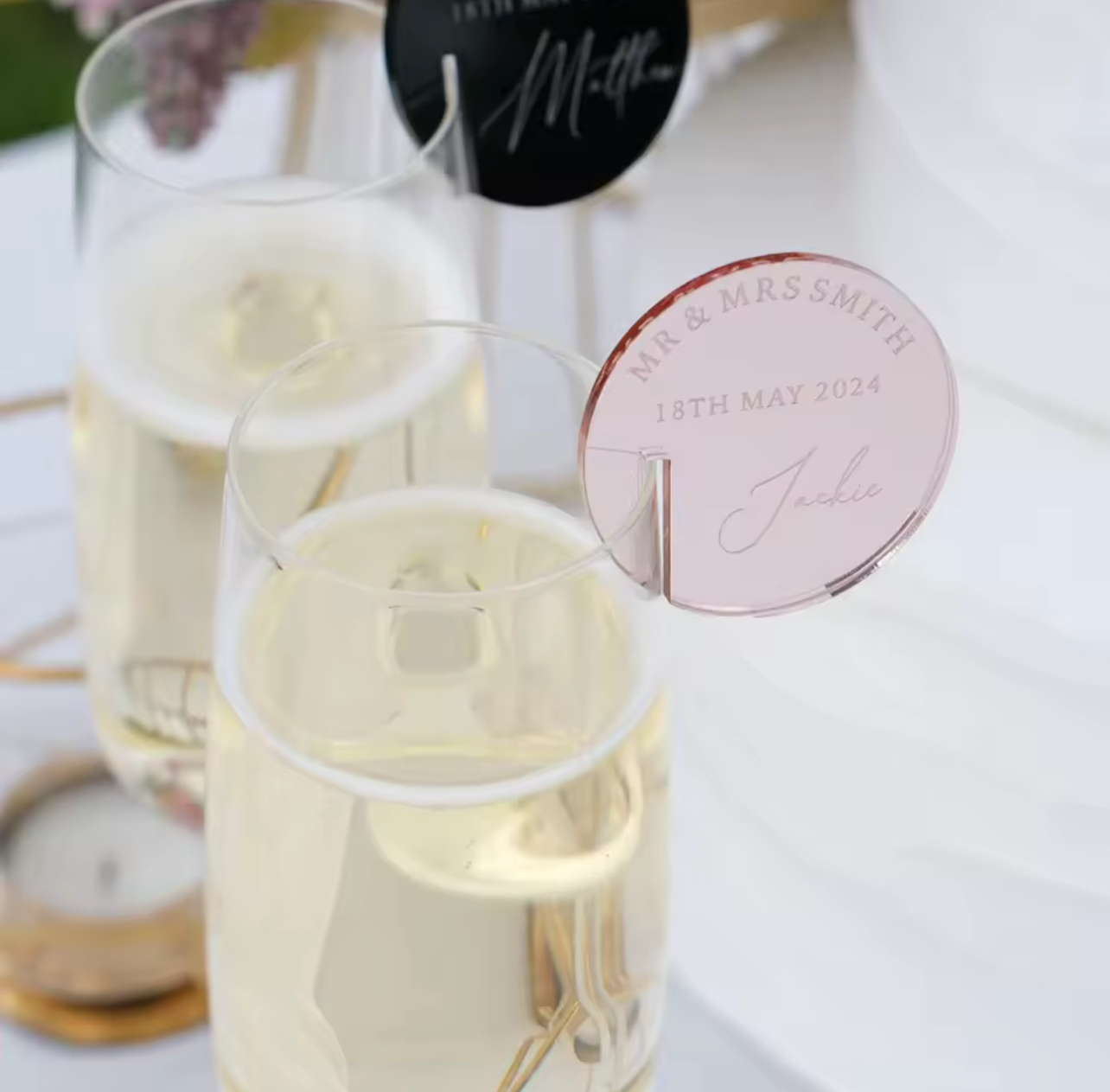 Personalized Mirror Acrylic Drink Labels (30pcs)