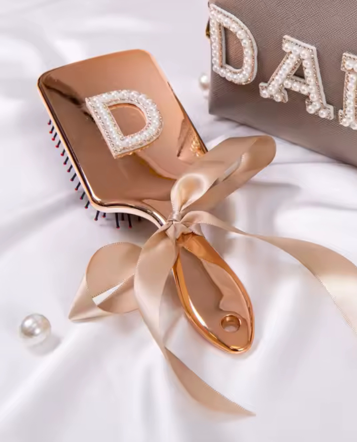 Metallic Rose Gold Pearl Hair Brush