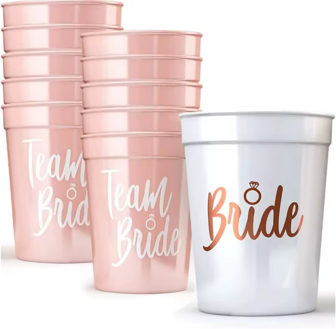 Plastic Drinking Cups With Straws (set of 10)