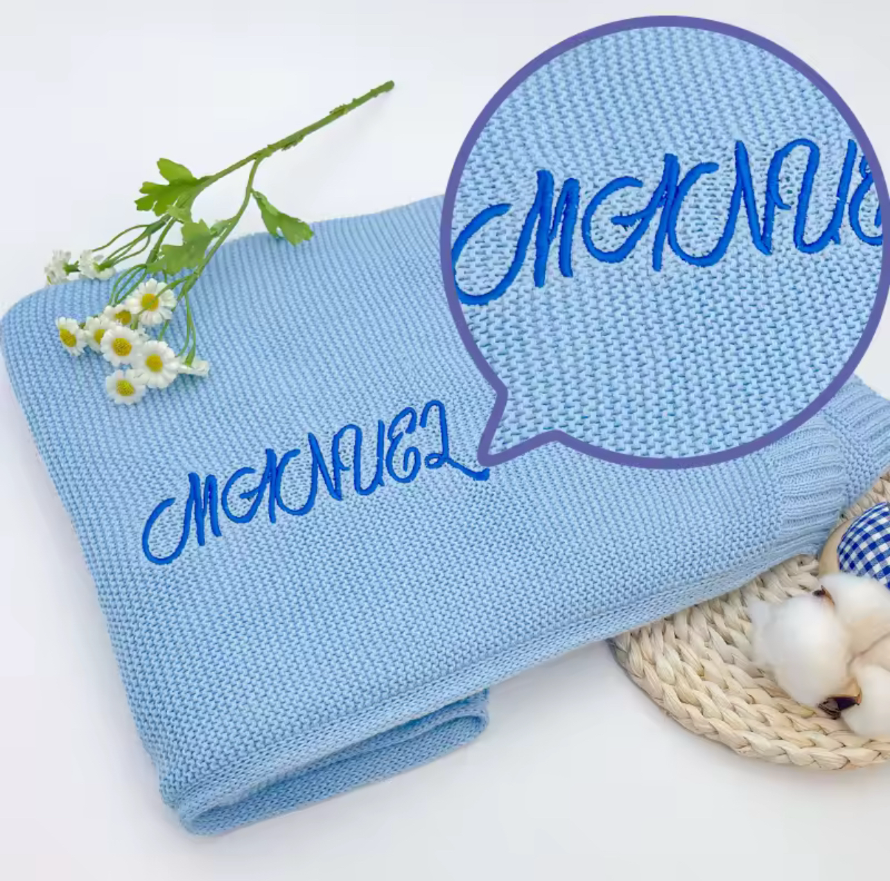 Personalized Newborn Knitted Blanket