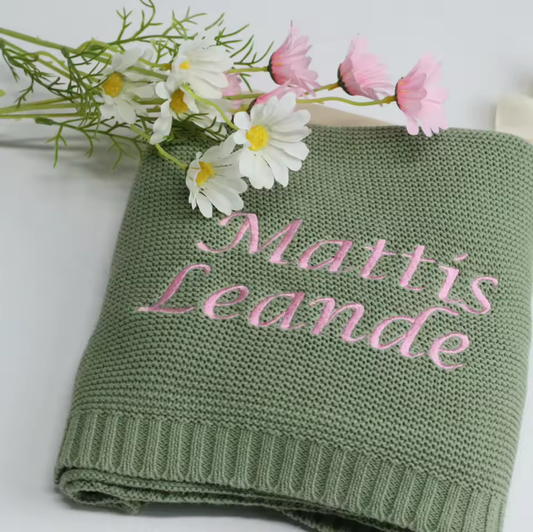 Personalized Newborn Knitted Blanket