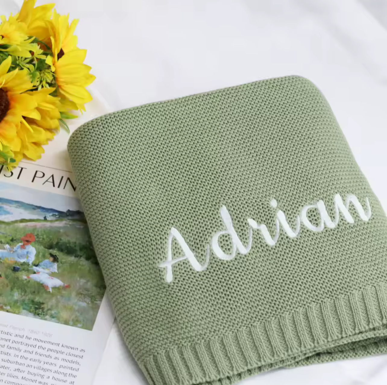 Personalized Newborn Knitted Blanket