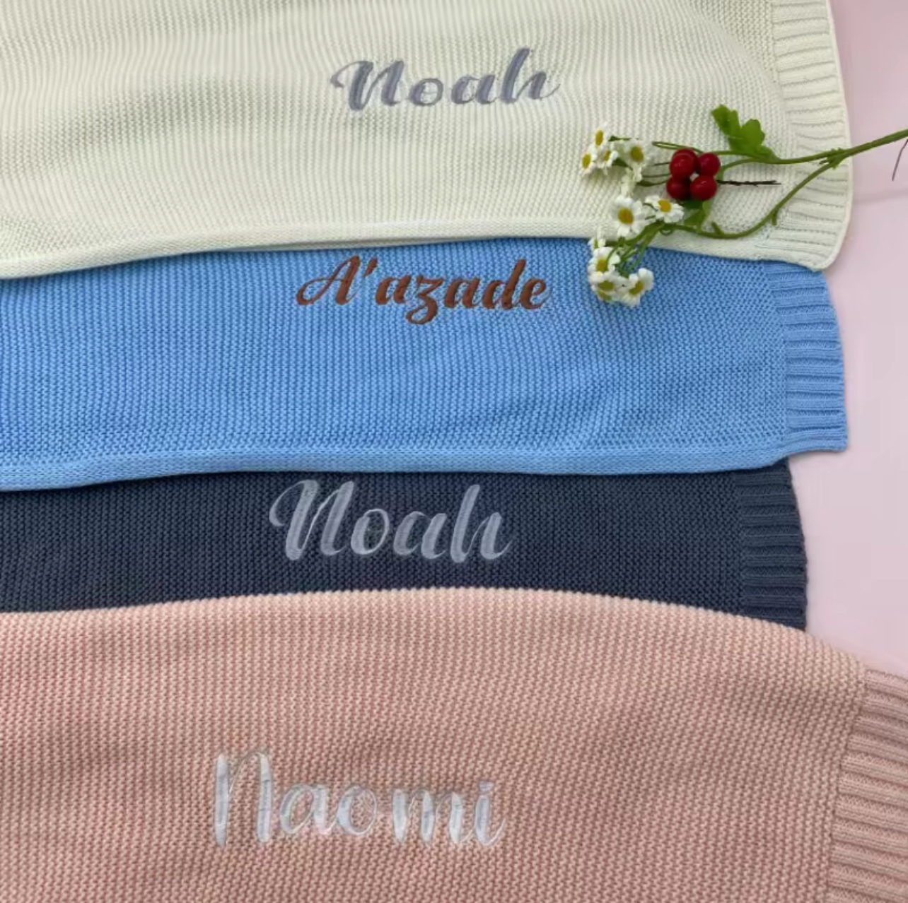 Personalized Newborn Knitted Blanket